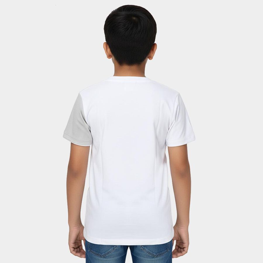 Boys Yellow Round Neck Casual Half Sleeves T-Shirt, Yellow, large