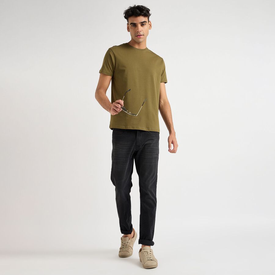 Men's Round Neck Half Sleeves T-Shirt, Olive, large image number null