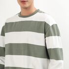 Men's Muted Olive Green Crew Neck Casual Sweatshirt, ओलिव, small image number null