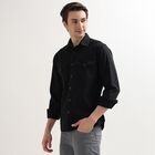 Men's 100% Cotton Regular Collar Casual Shirt, Black, small image number null