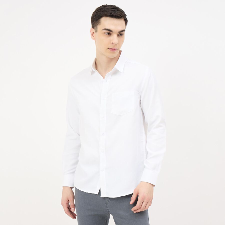 Men's White Classic Collar Classic Formal Shirt, White, large