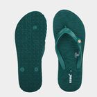 Women's Green Embellished Flip-Flops Slippers, हरा, small