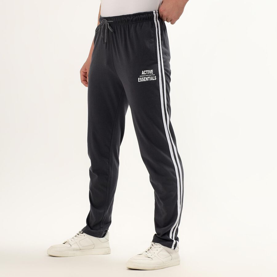 Men's Charcoal Black Slim Fit Track Pants, Dark Grey, large image number null
