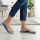 Women's Blue Printed Thong Strap Flip-Flops, Blue, small