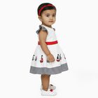 Infants' White Cotton Nautical Print Flutter Sleeve Frock, नेवी ब्लू, small image number null
