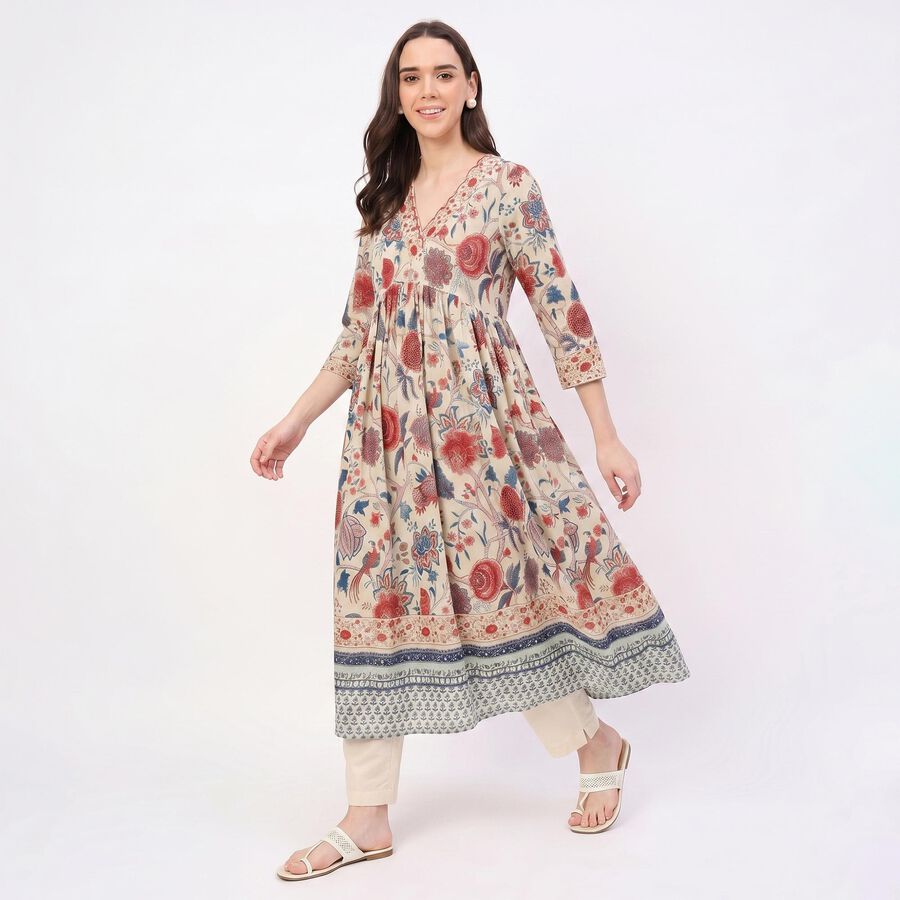 Women's Light Pink 100% Cotton Solid Straight Kurta, Light Pink, large