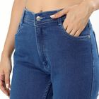 Women's Stonewashed Blue Slim Fit Frayed Hem Jeans, Mid Blue, small image number null