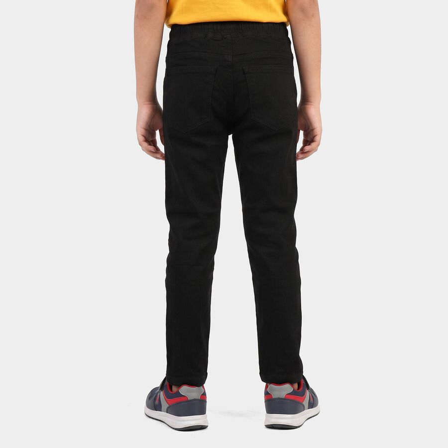 Boys' Black Drawstring Jeans, काला, large