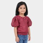 Girls Pink Round Neck Regular T-Shirt, गुलाबी, small