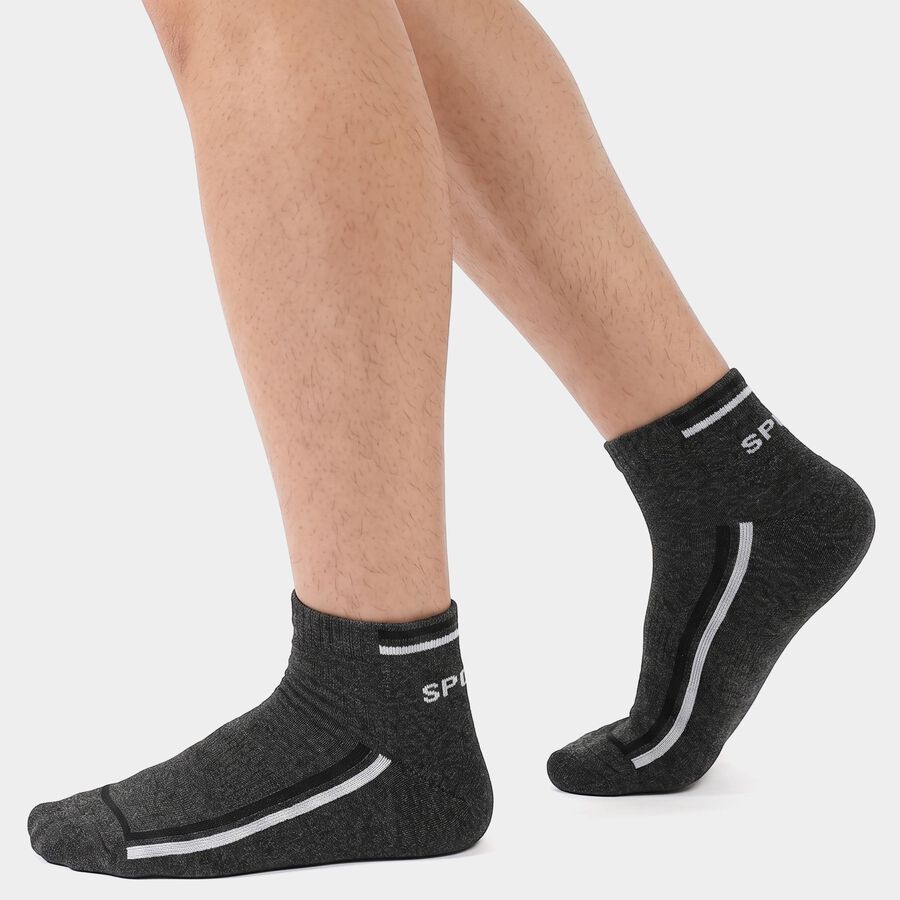 Men's Ankle Length Pack of 3 Socks ( Grey, Charcoal, Navy ), नेवी ब्लू, large