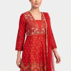 Women's Red Foil Printed Ethnic Set, Red, small