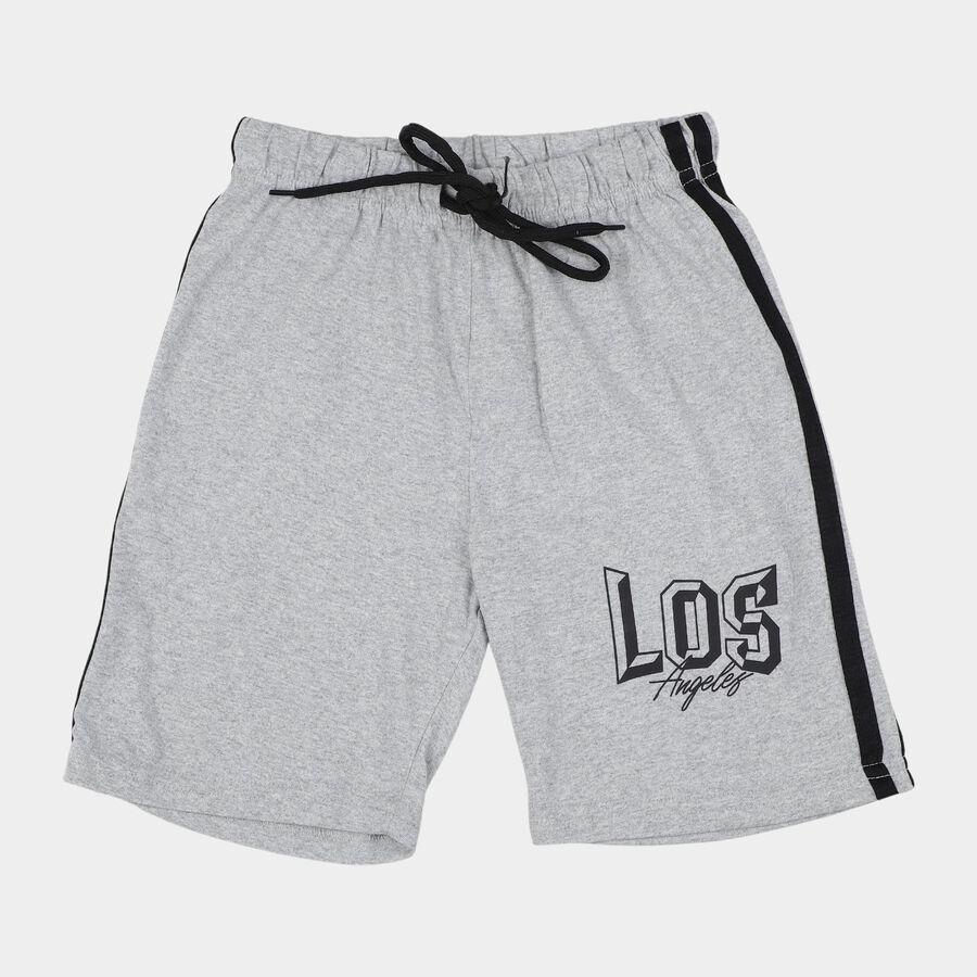 Boys' Grey Cotton Blend Regular Fit Bermuda Shorts, Melange Light Grey, large