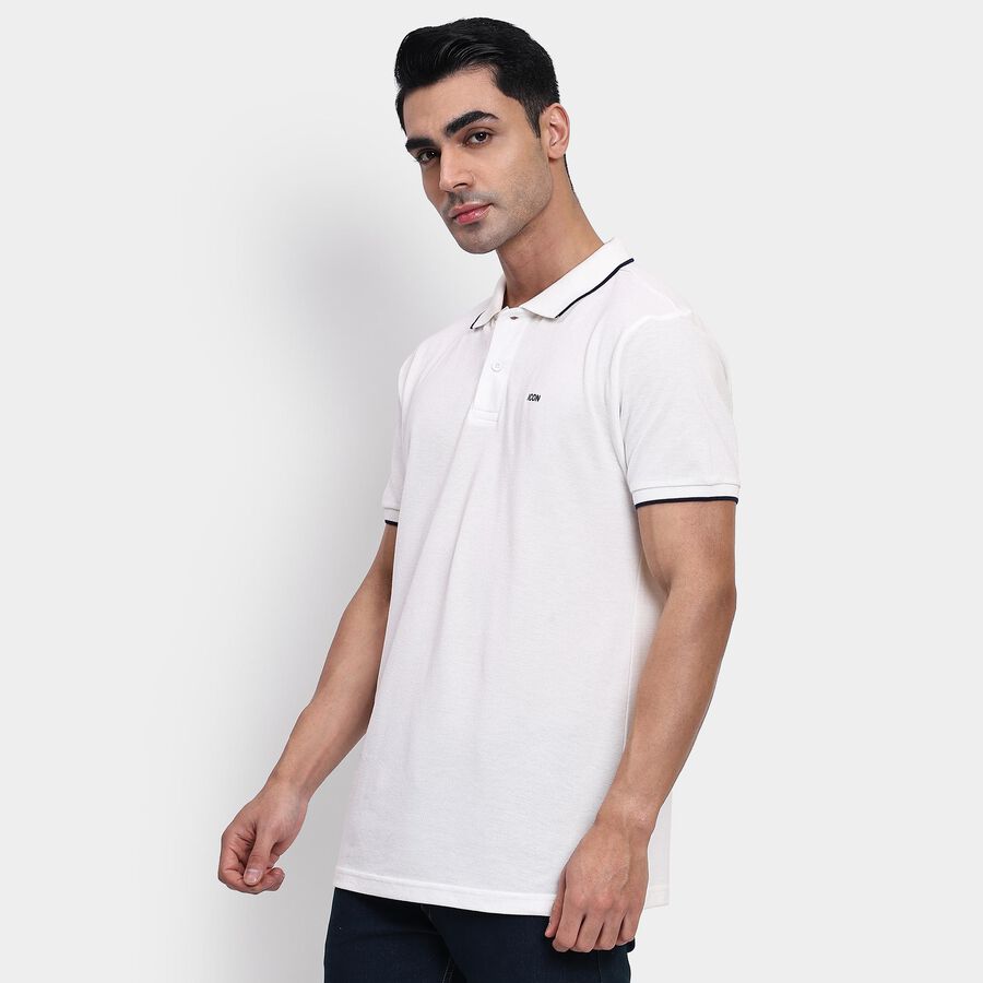 Men's Collared Half Sleeves T-Shirt, White, large image number null