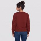 Women Maroon Crew Neck Pullover Sweatshirt, Rust, small