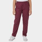 Girls' Pink Cotton Blend Relaxed Fit Pyjama, Pink, small