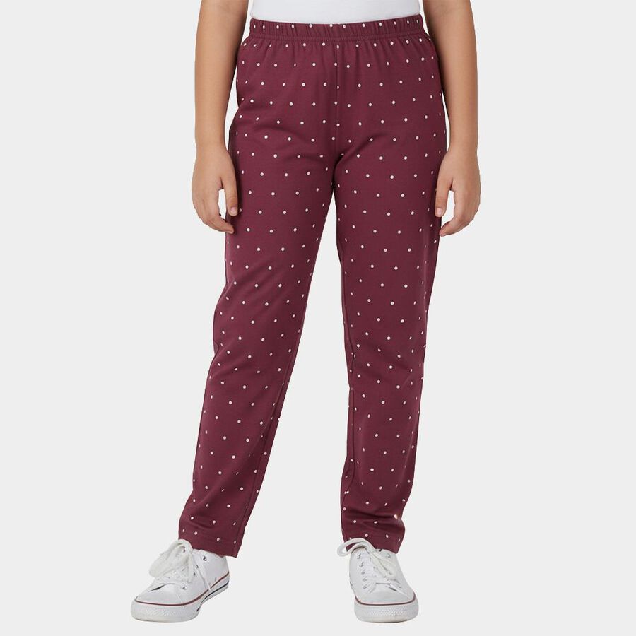 Girls' Pink Cotton Blend Relaxed Fit Pyjama, Pink, large