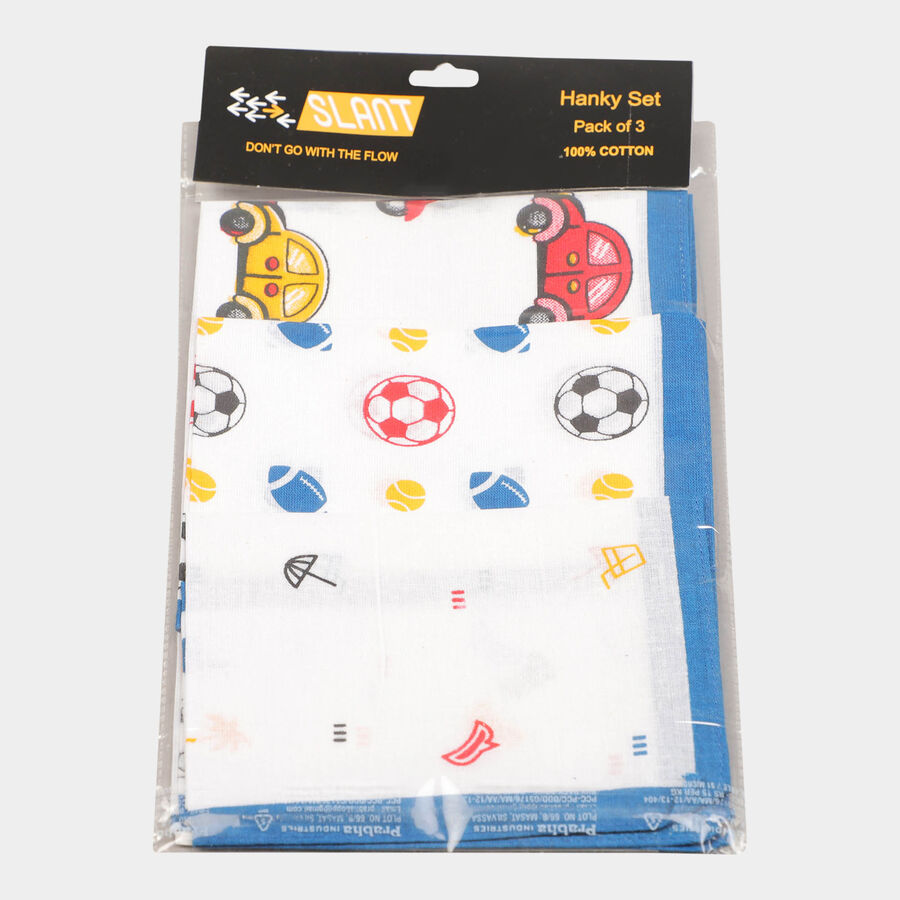 Boys Cotton Handkerchief, White, large image number null