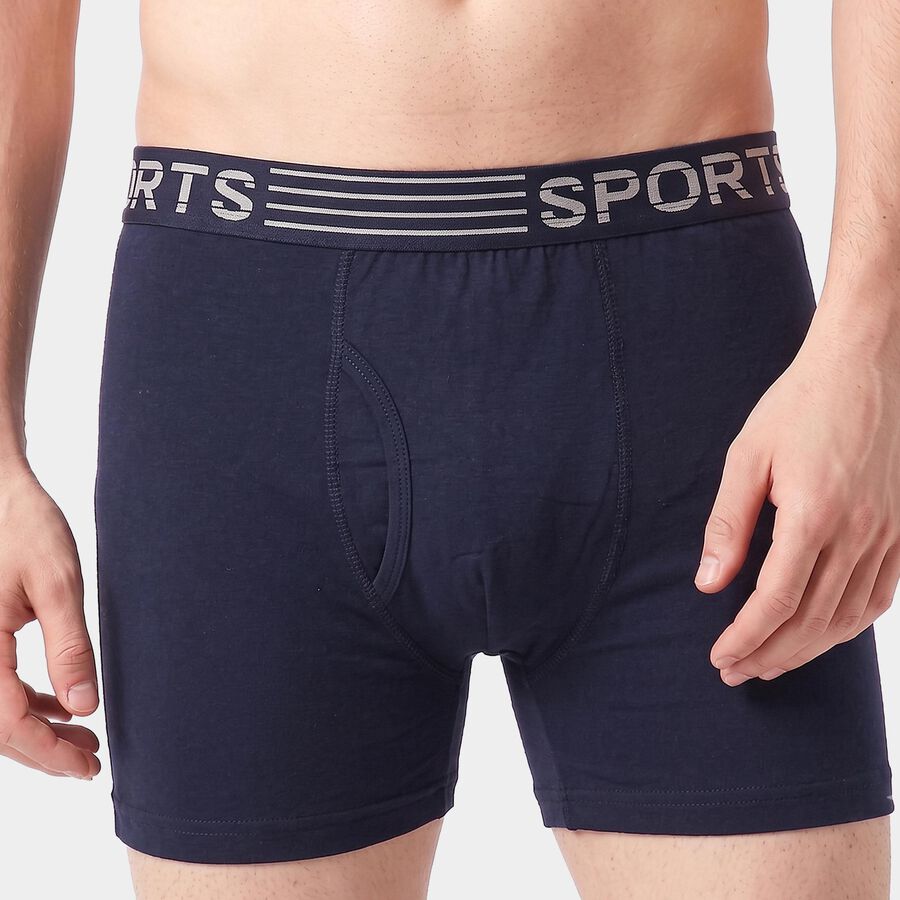 Men's Navy Blue Regular Fit Solid Trunks, Navy Blue, large