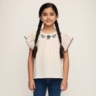 Girls' Off-White Round Neck Casual T-Shirt, ऑफ व्हाइट, small image number null