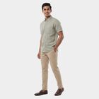 Men's Light Green Half Sleeve Spread Collar Casual Shirt, हल्का हरा, small