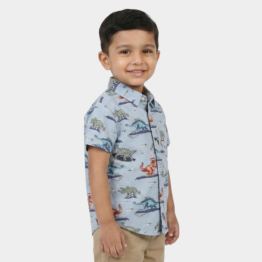 Boys' Light Blue Cotton Regular Fit Casual Shirt, हल्का नीला, large