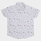 Boys White Cotton Half Sleeve Classic Casual Shirt, Off White, small