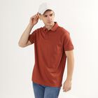 Men's Rust Polo Collar Casual T-Shirt, Rust, small