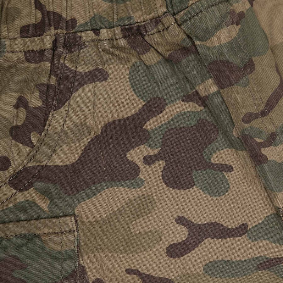 Infants Cotton Printed Half Pant, Olive, large image number null