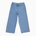 Girls' Light Blue Wide-Leg Embroidered Jeans, हल्का नीला, small image number null