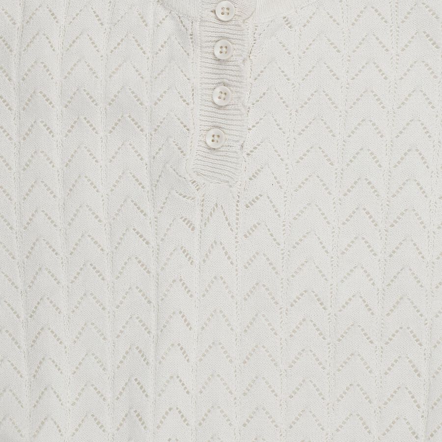 Girls' White Round Neck Casual T-Shirt, White, large