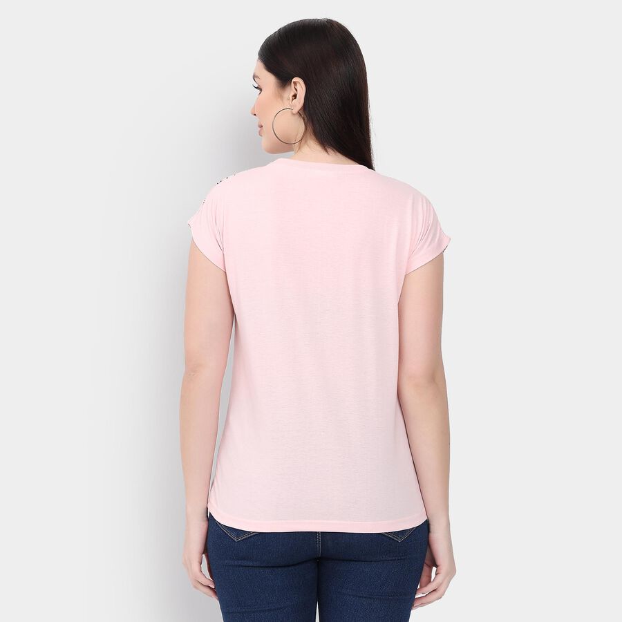 Ladies' Round Neck T-Shirt, हल्का गुलाबी, large