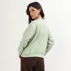 Women's Light Sage Green Crew Neck Casual Sweatshirt, हल्का हरा, small image number null