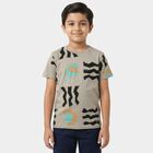 Boys Charcoal Cotton Round Neck Casual T-Shirt, चारकोल, small