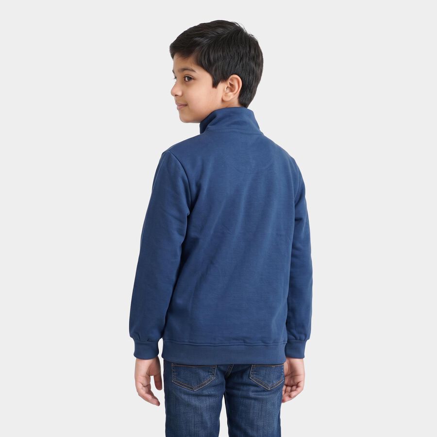 Boys Blue High Neck Pullover Sweatshirt, Mid Blue, large
