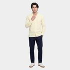 Men's Cream Cotton Camp Collar Shirt, ऑफ व्हाइट, small