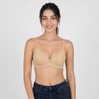 Women's Beige V-Neck T-Shirt Bra, Beige, small