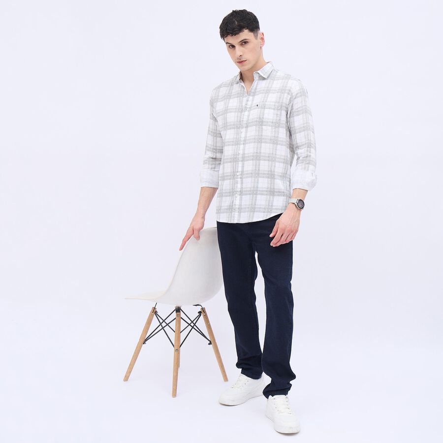 Men's Off White Cotton Classic Casual Shirt, Off White, large image number null