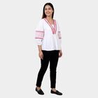 Women's White Mandarin Collar Classic Shirt, White, small