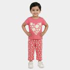 Girls Pink Round Neck Casual Top and Capri Set, गुलाबी, small