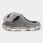 Kids Muted Charcoal Gray Fur Slip-On Winter Slippers, ग्रे, small image number null