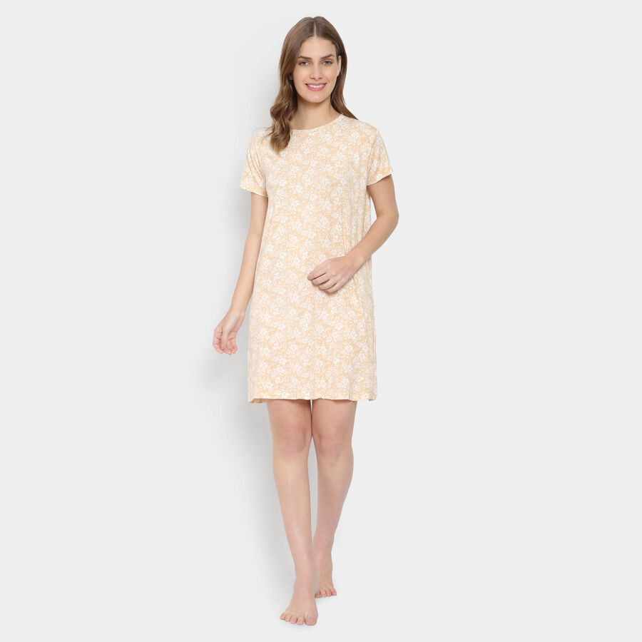 All Over Print Knee Length Women, गहरा पीला, large image number null