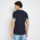 Men's 100% Cotton Round Neck Half Sleeves T-Shirt , नेवी ब्लू, small