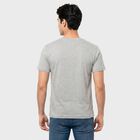 Men's Grey Round Neck Graphic Print T-Shirt, Melange Light Grey, small