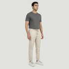 Men's Silver Slim Fit Casual Trousers, सिल्वर, small