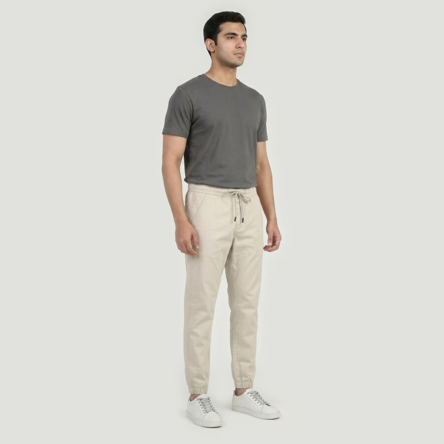 Men's Silver Slim Fit Casual Trousers, सिल्वर, large