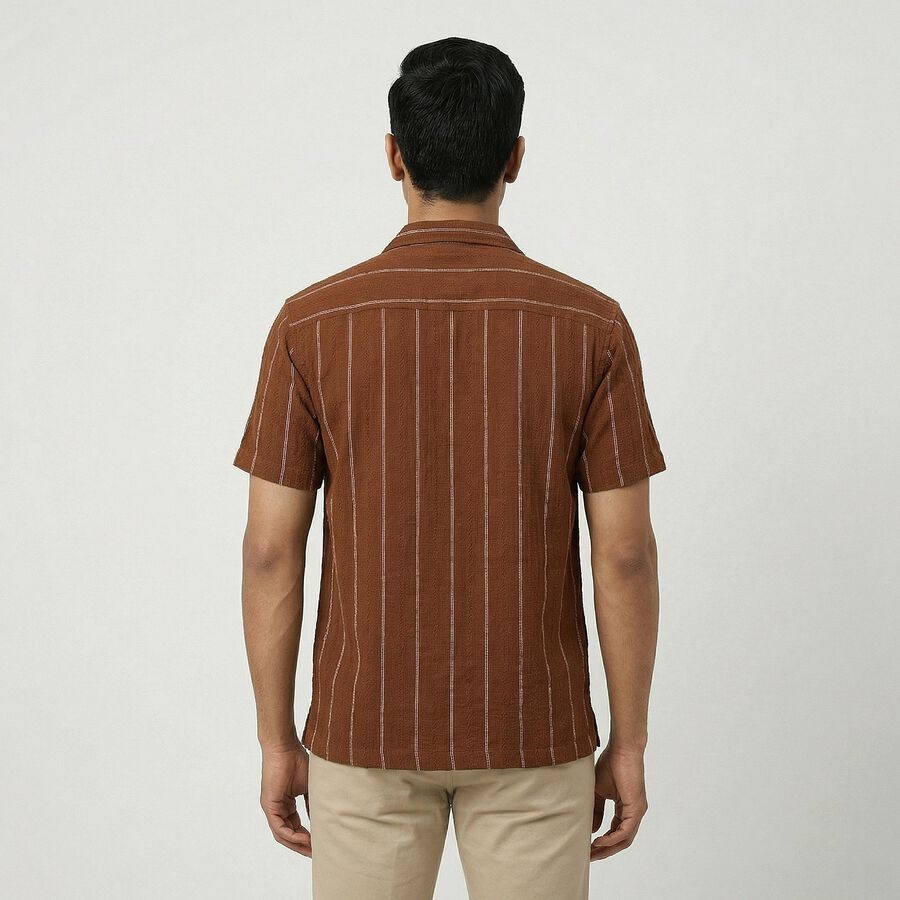 Men's Brown Classic Casual Shirt, Brown, large