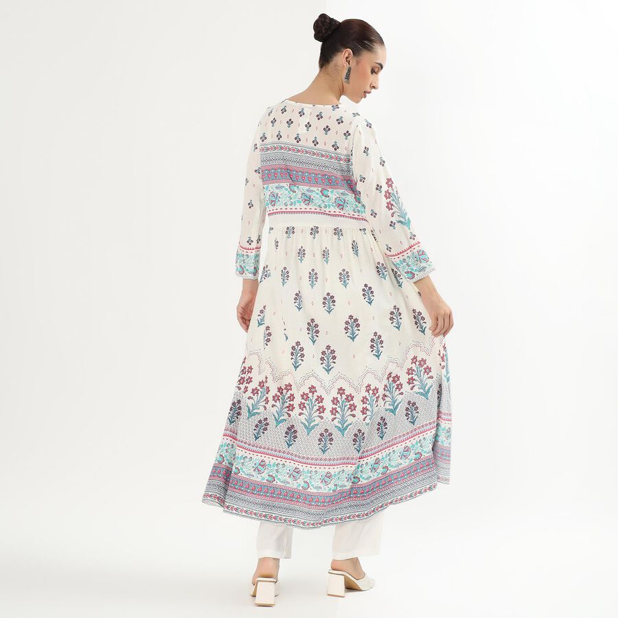 Women's Ivory Floral Printed Ethnic Set, Light Blue, large image number null