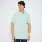 Men's Collared Half Sleeves T-Shirt , एक्वा, small