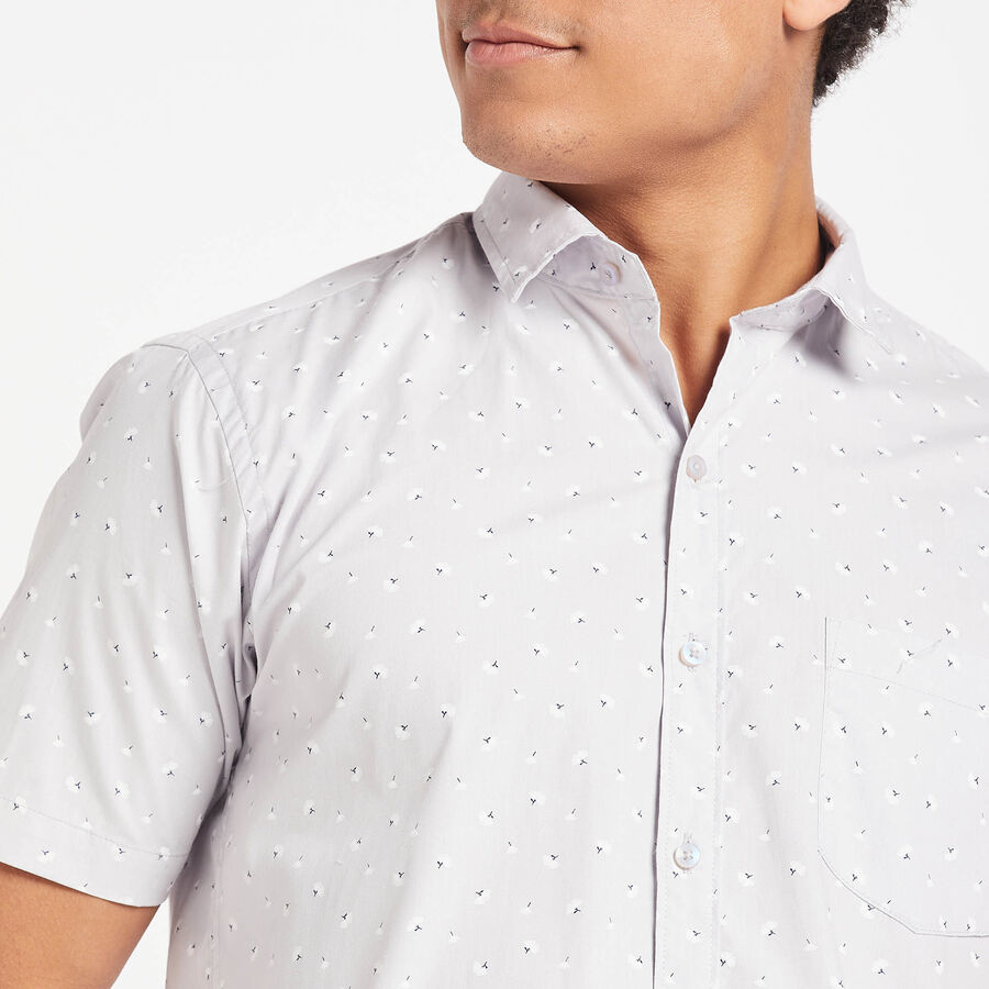 Cotton Printed Casual Shirt, Light Grey, large image number null