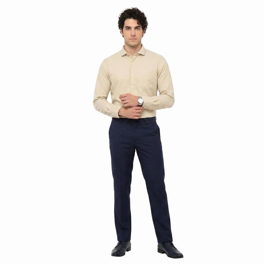 Men's Beige Regular Fit Formal Shirt, Beige, large